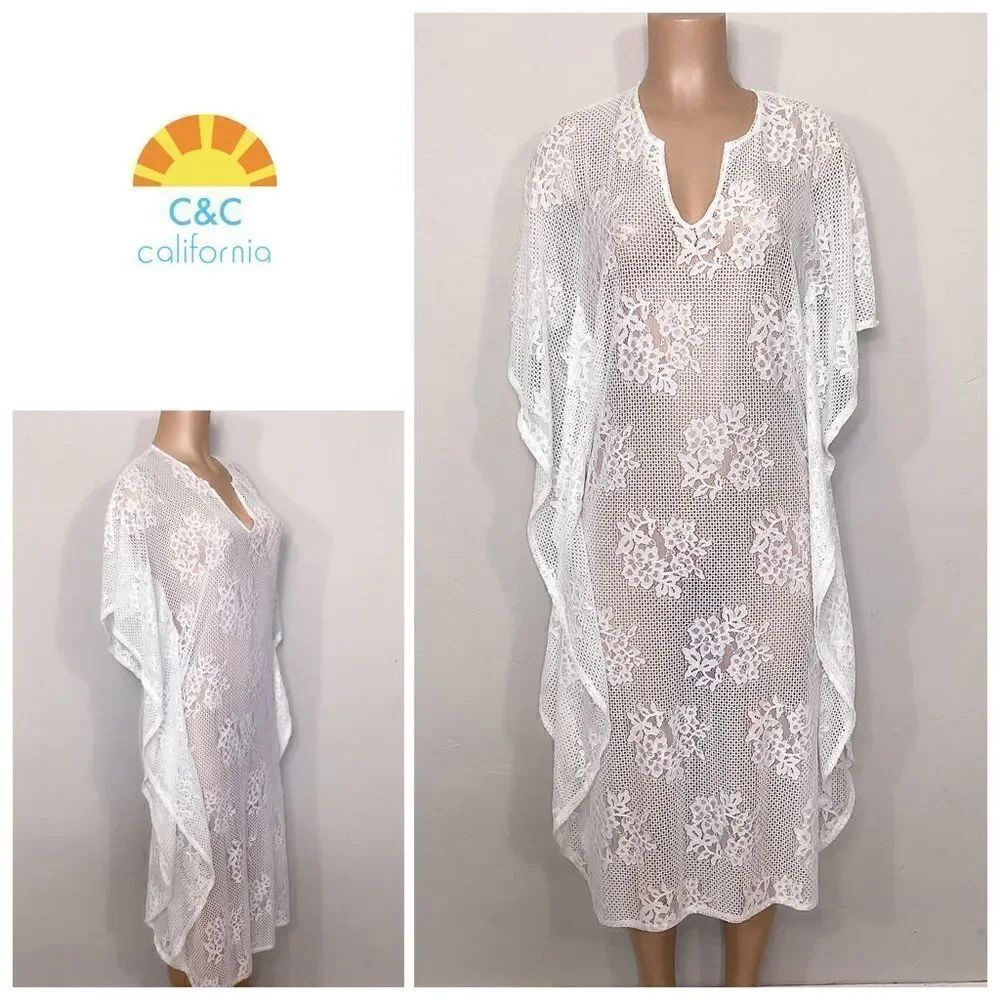 New. C&C California white lace midi cover-up